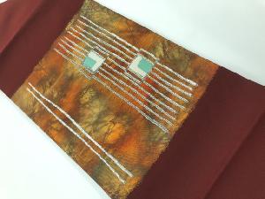 リサイクル　幾何学模様織出し名古屋帯